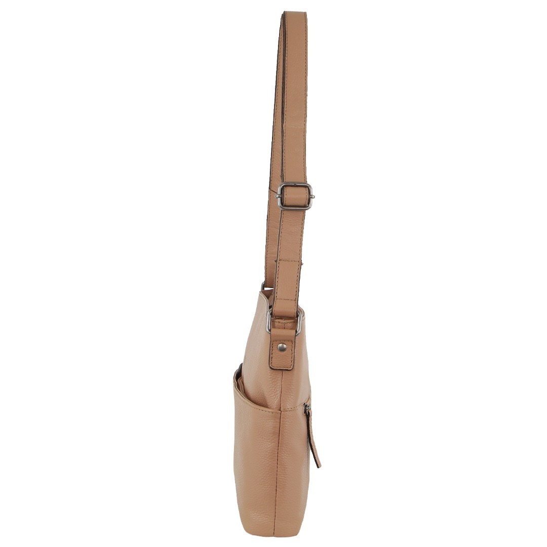 Milleni Ladies Nappa Leather Square Cross-Body Bag in Burro