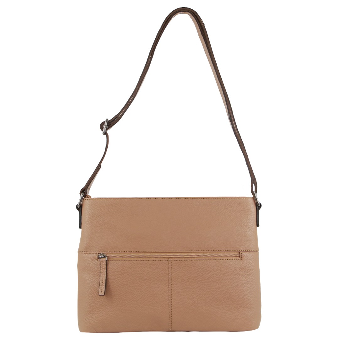Milleni Ladies Nappa Leather Square Cross-Body Bag in Burro