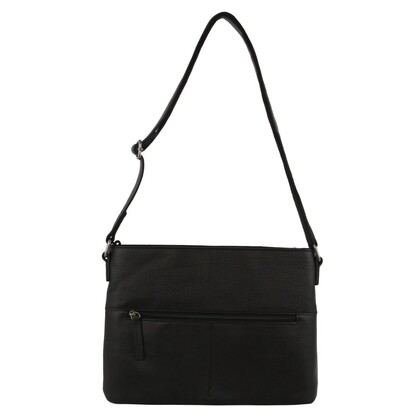 Milleni Ladies Nappa Leather Square Cross-Body Bag in Black