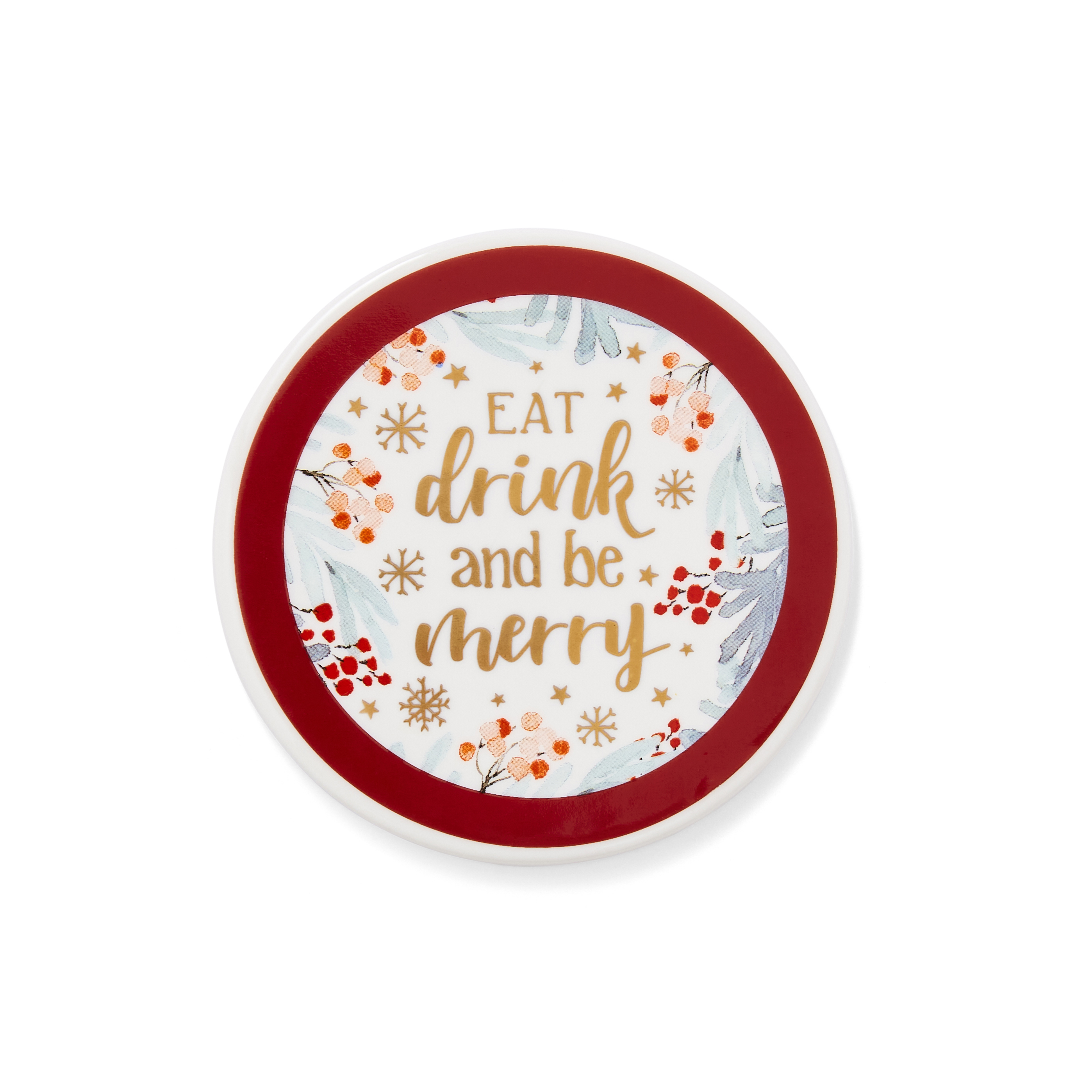 CHRISTMAS MUGS - Eat Drink & Be Merry Barrel Mug and Coaster Set