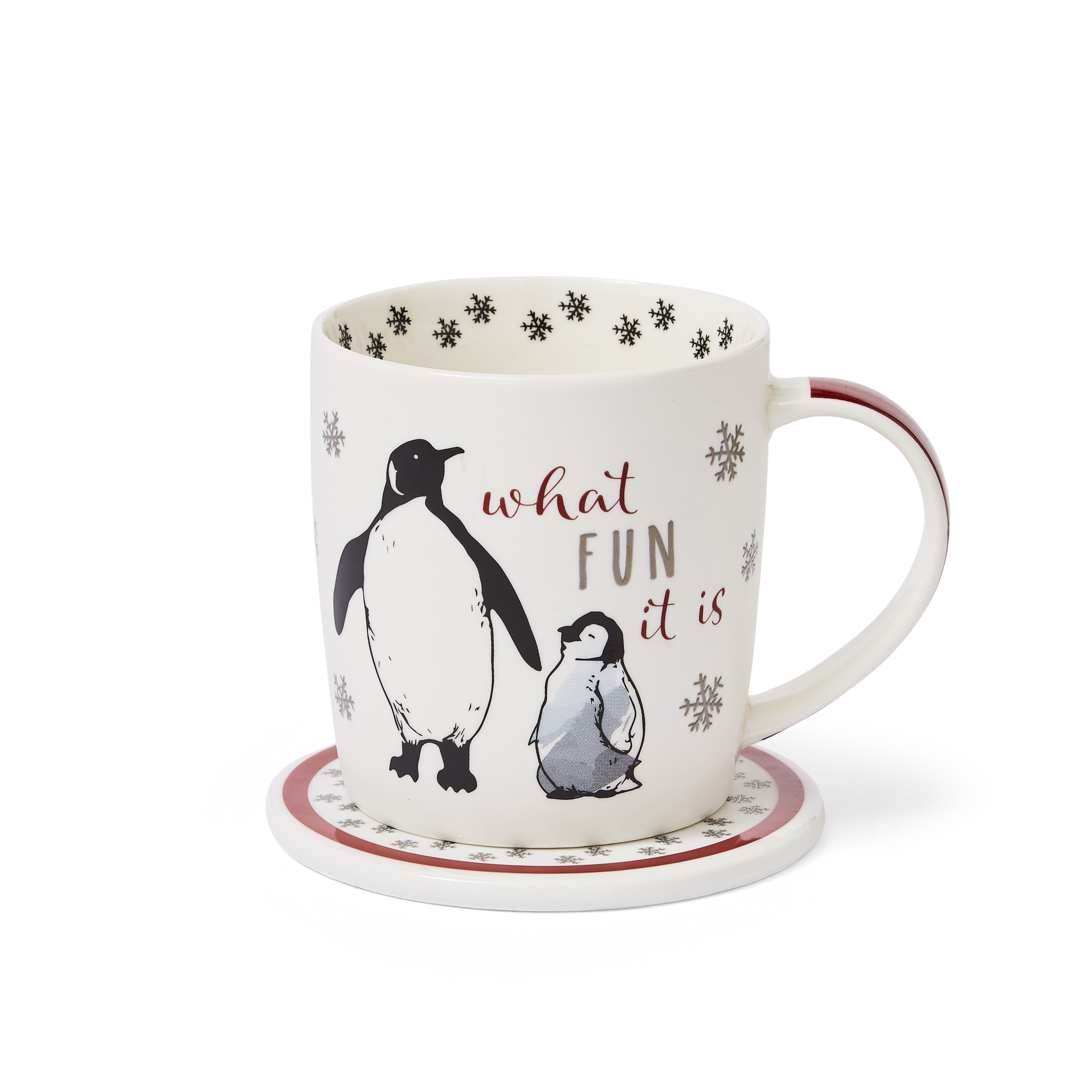 CHRISTMAS MUGS - What Fun Barrel Mug and Coaster Set