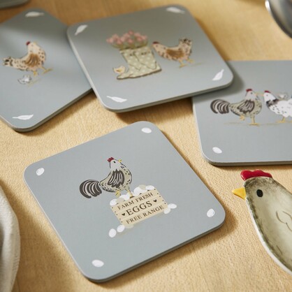 Hen House Lane Set of 4 Coasters