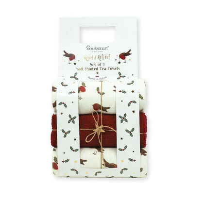 Robin's Retreat - 3 Pack Printed Soft Terry Tea Towel