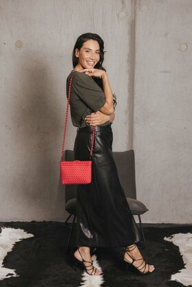 Aria Red Clutch Crossbody Bag