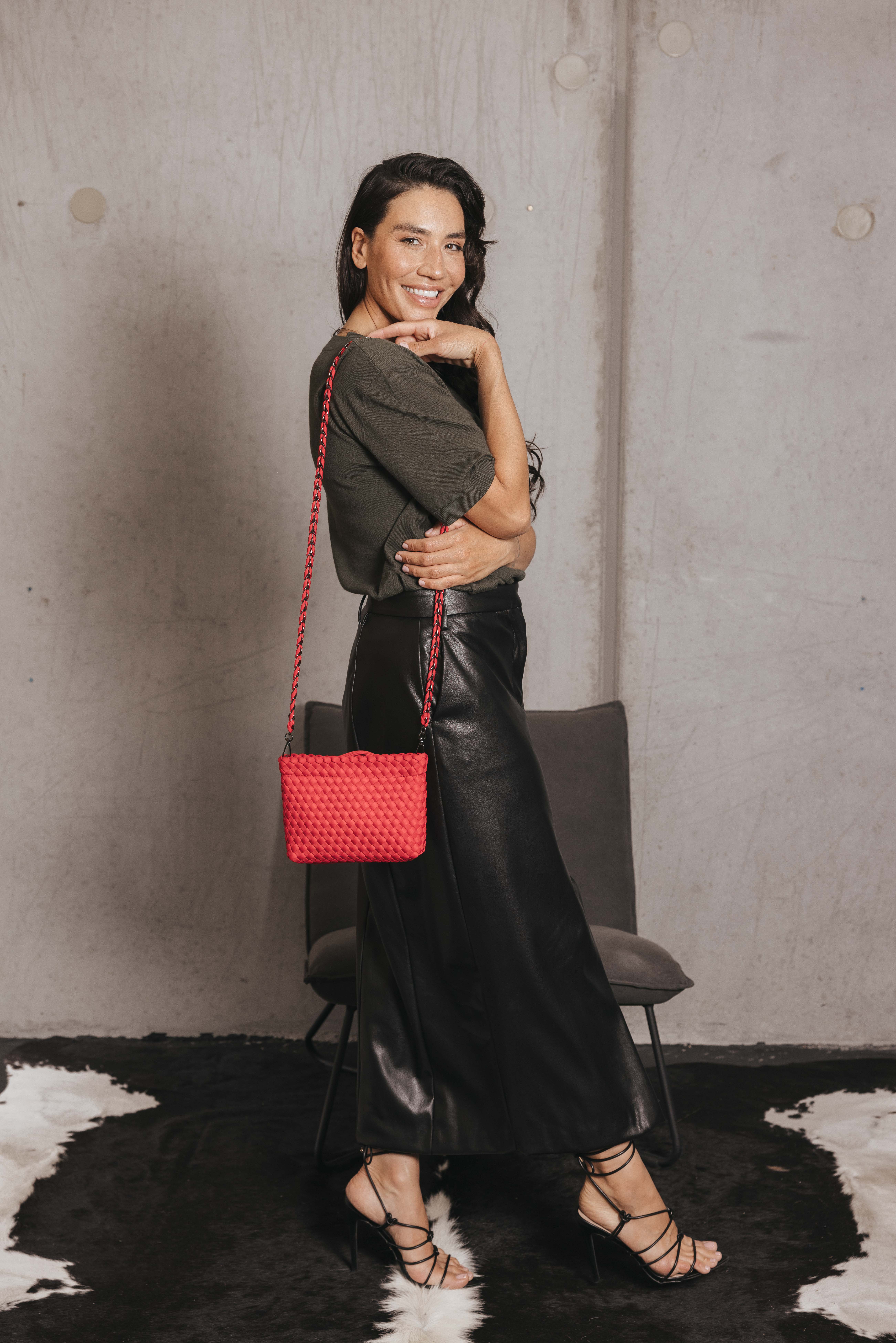 Aria Red Clutch Crossbody Bag