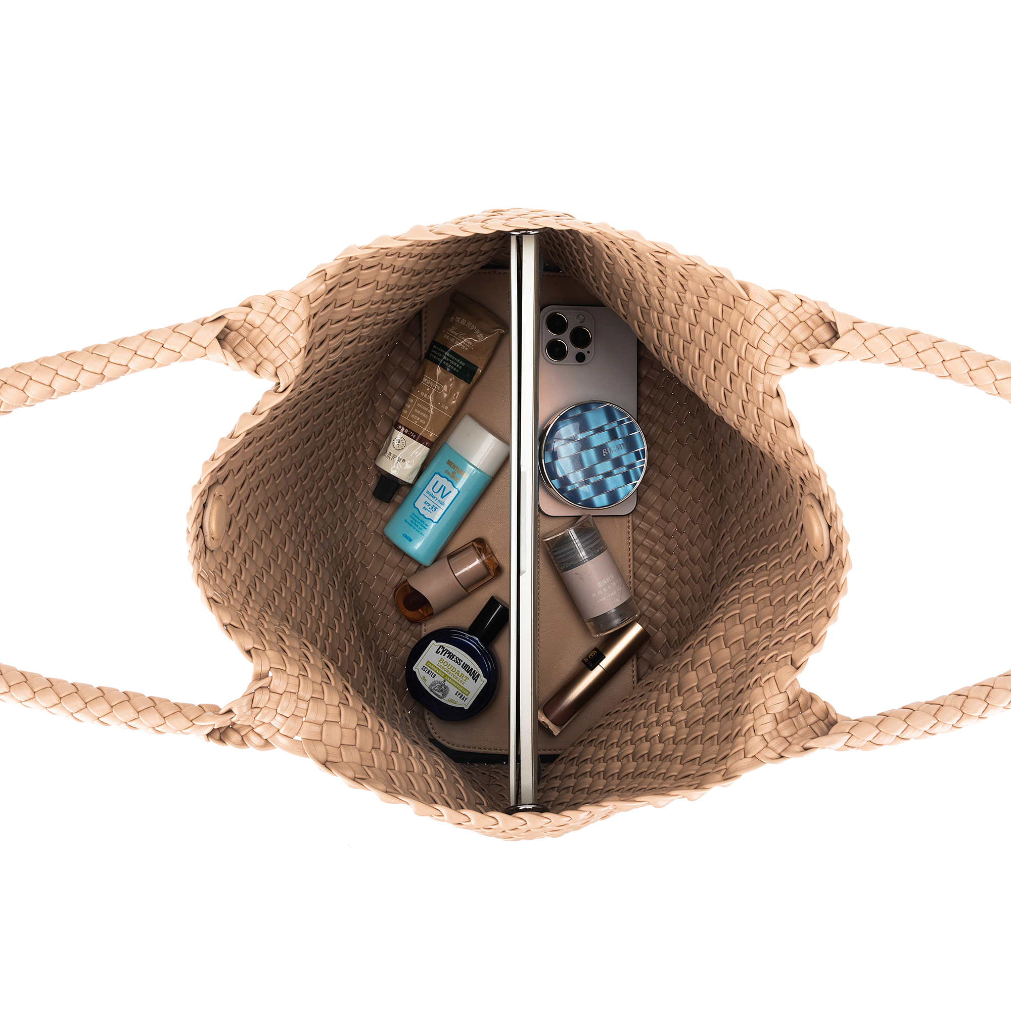 St Moritz Mocha 2 Piece PU  Woven Handbag set