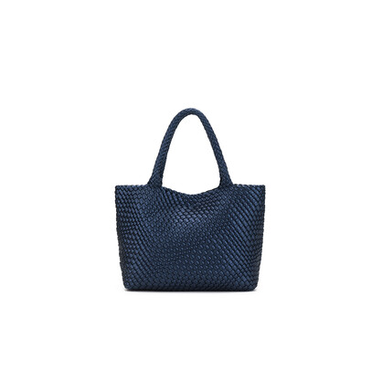 St Moritz Navy 2 Piece PU Woven Handbag set