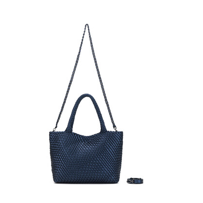St Moritz Navy 2 Piece PU Woven Handbag set