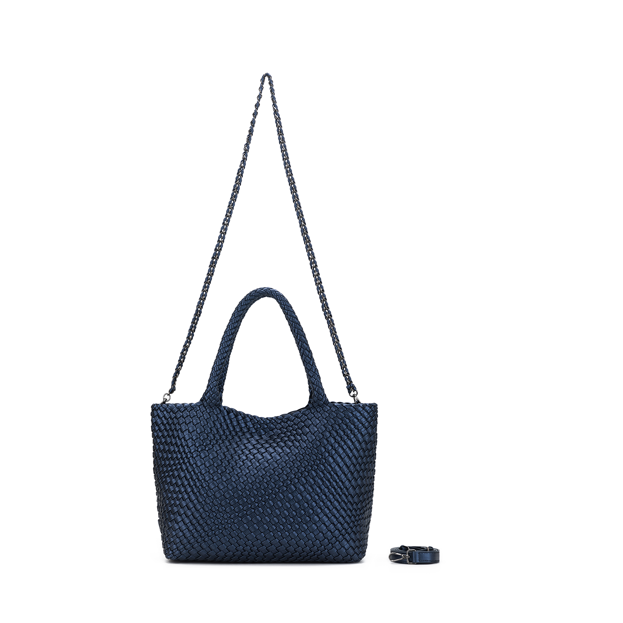St Moritz Navy 2 Piece PU Woven Handbag set