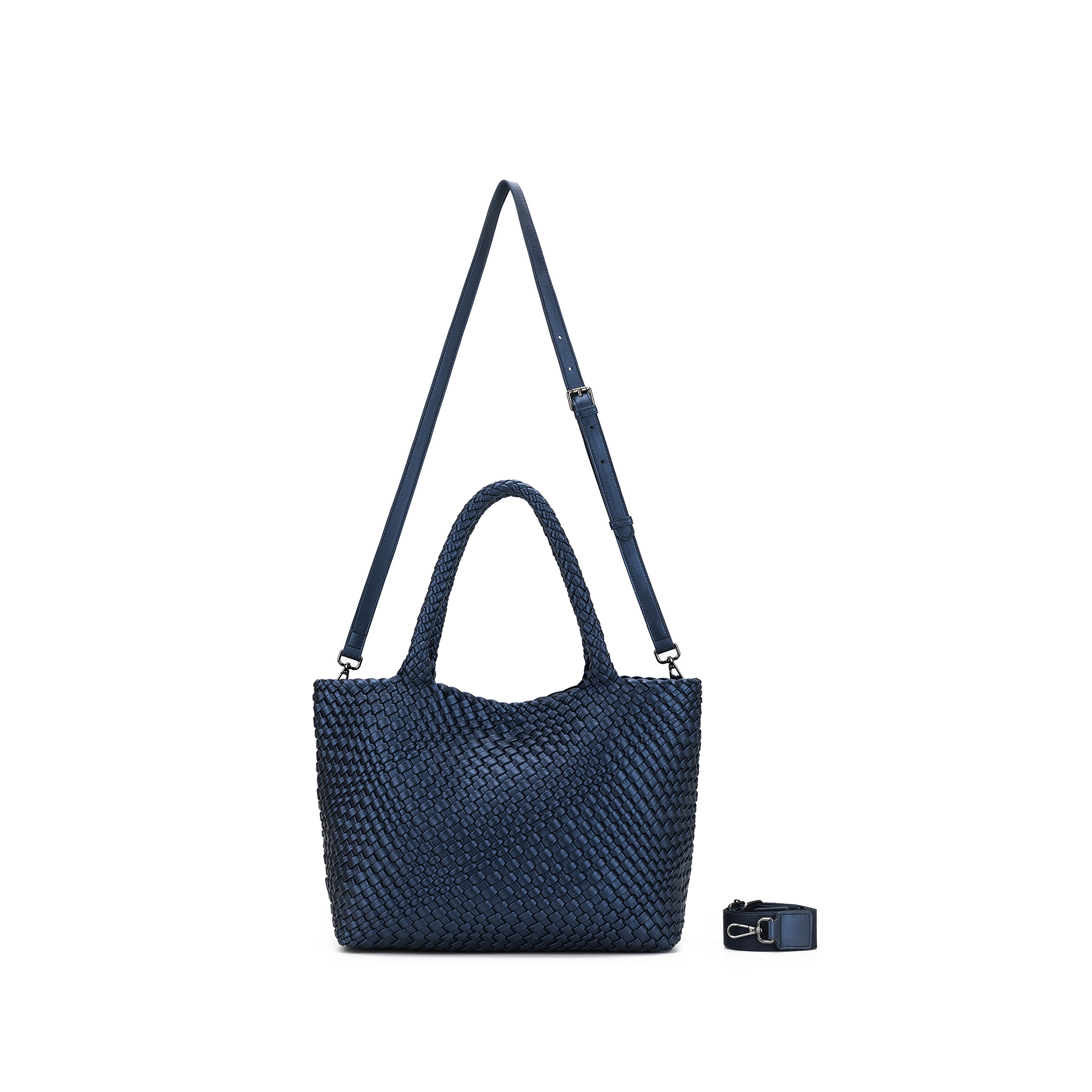 St Moritz Navy 2 Piece PU Woven Handbag set