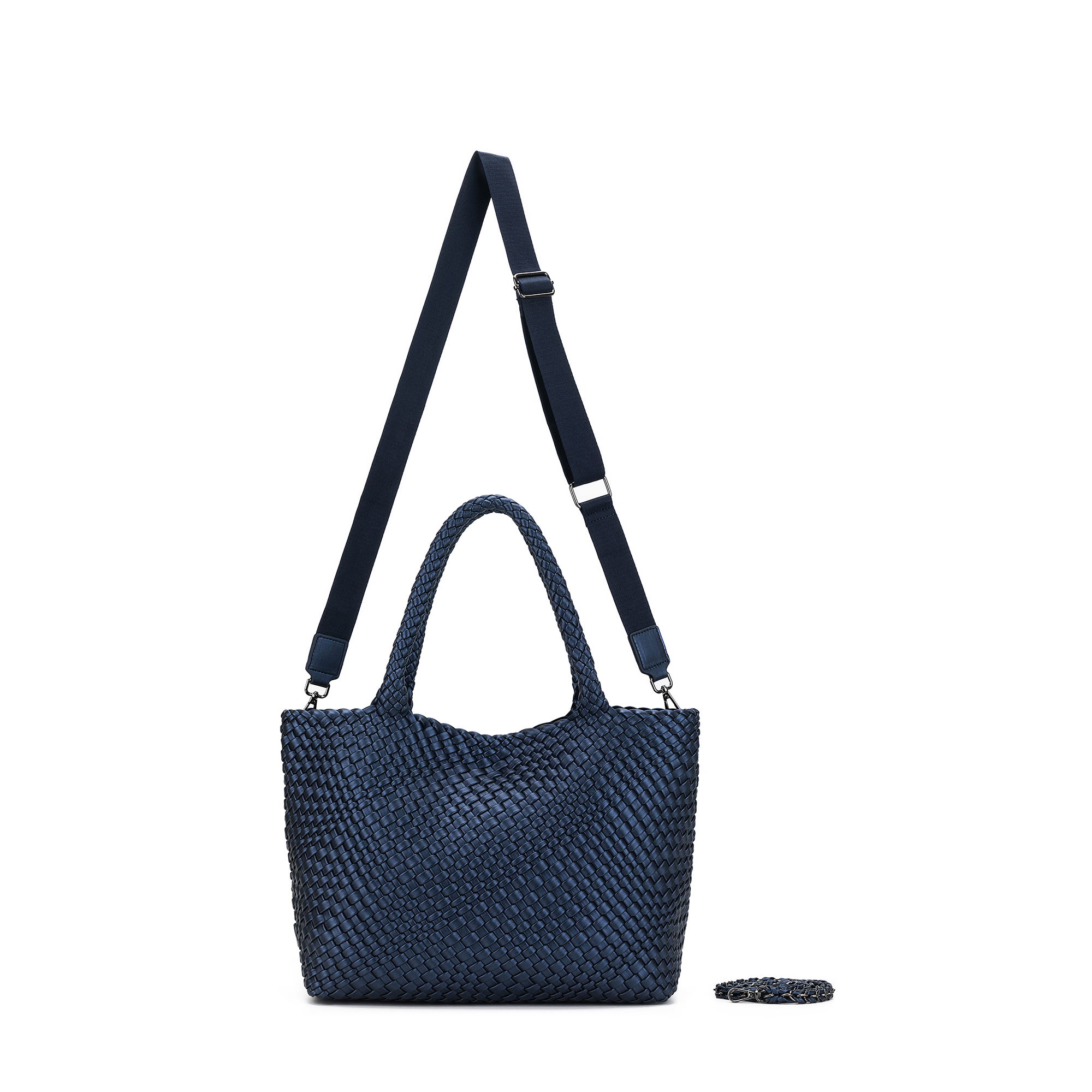 St Moritz Navy 2 Piece PU Woven Handbag set