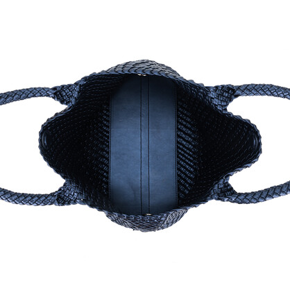 St Moritz Navy 2 Piece PU Woven Handbag set