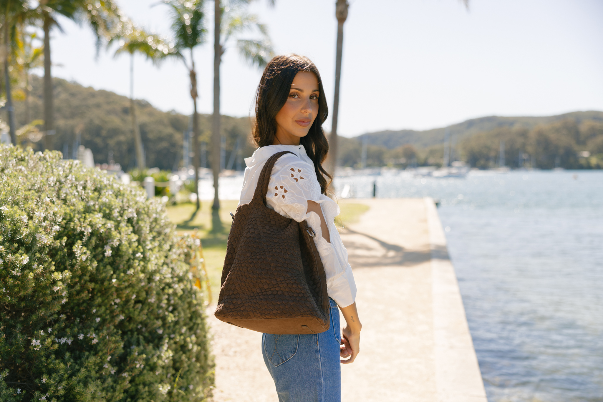 Arielle Chocolate 2 Piece Suedette Top Handle