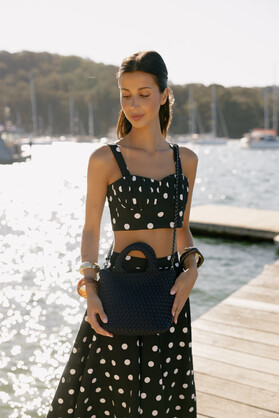 Riviera Navy 2 Piece Woven Mini Handbag