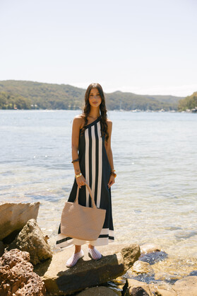 St Moritz Mocha 2 Piece PU  Woven Handbag set