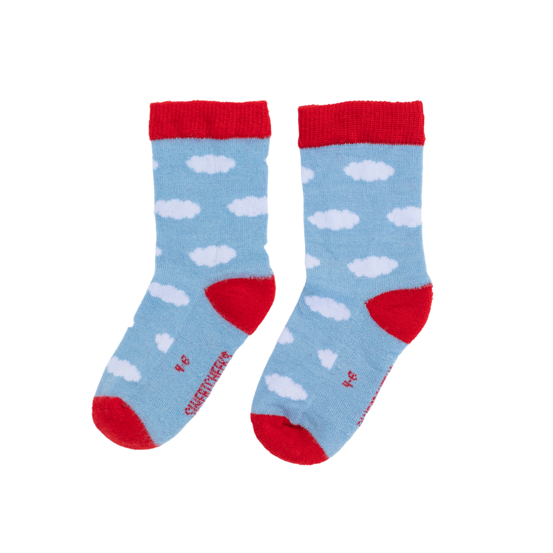 Kids Merino Gumboot Socks - Light Blue Clouds