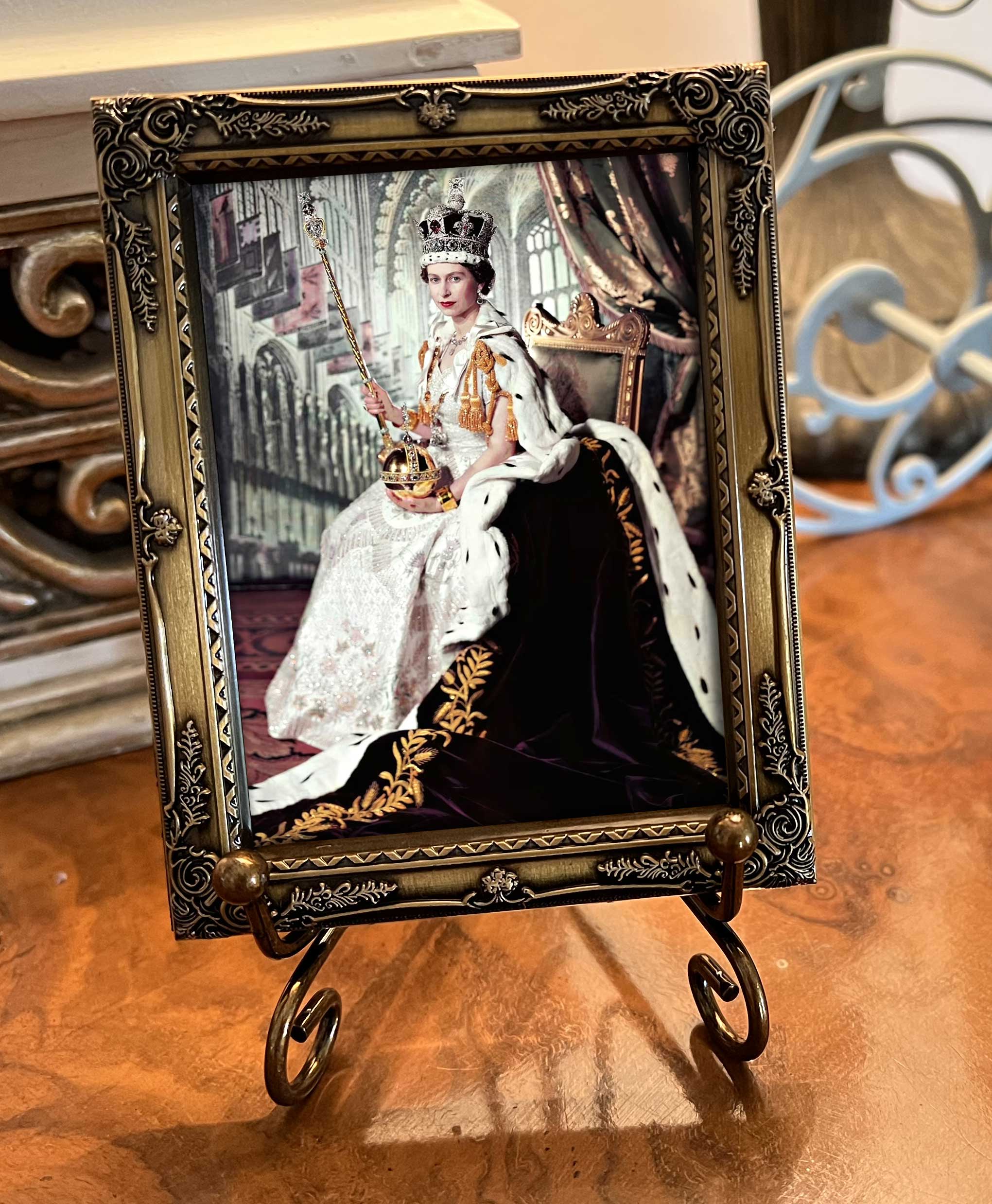 Queen Elizabeth II Mini Framed Portrait on Easel - Coronation