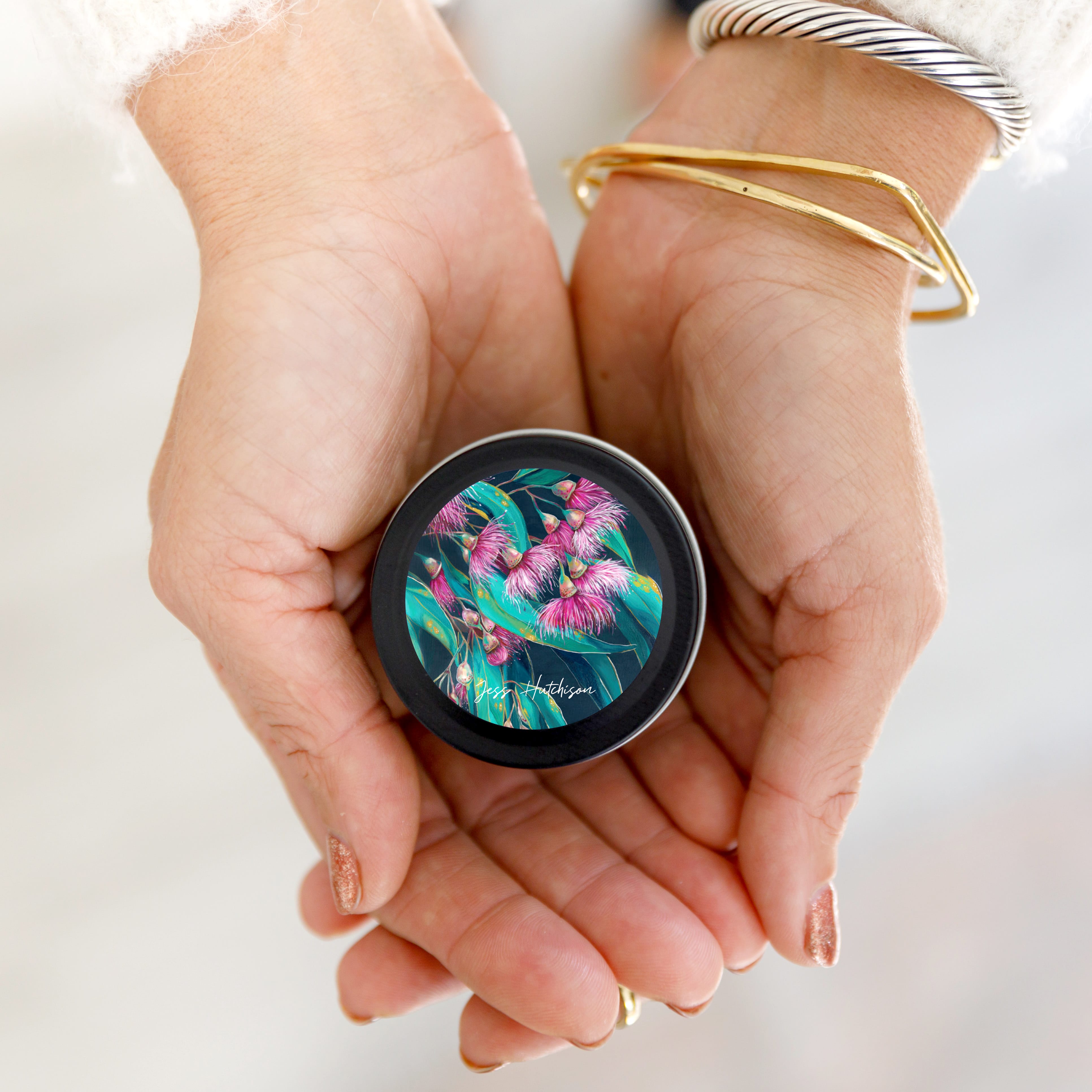 Australian artist mini soy candle tin 15+ hrs - Australian Bush