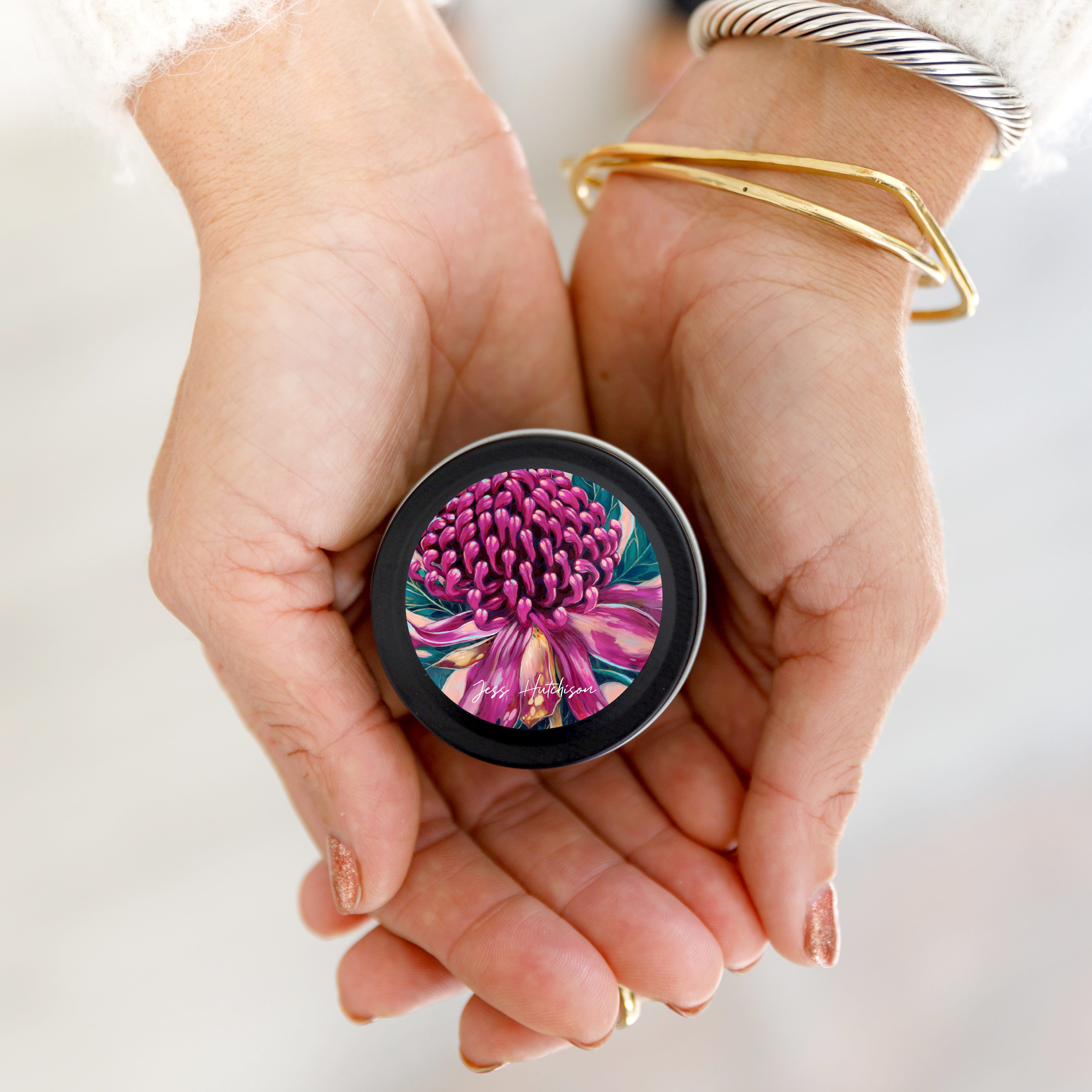 Australian artist mini soy candle tin 15+hrs - Kakadu Plum