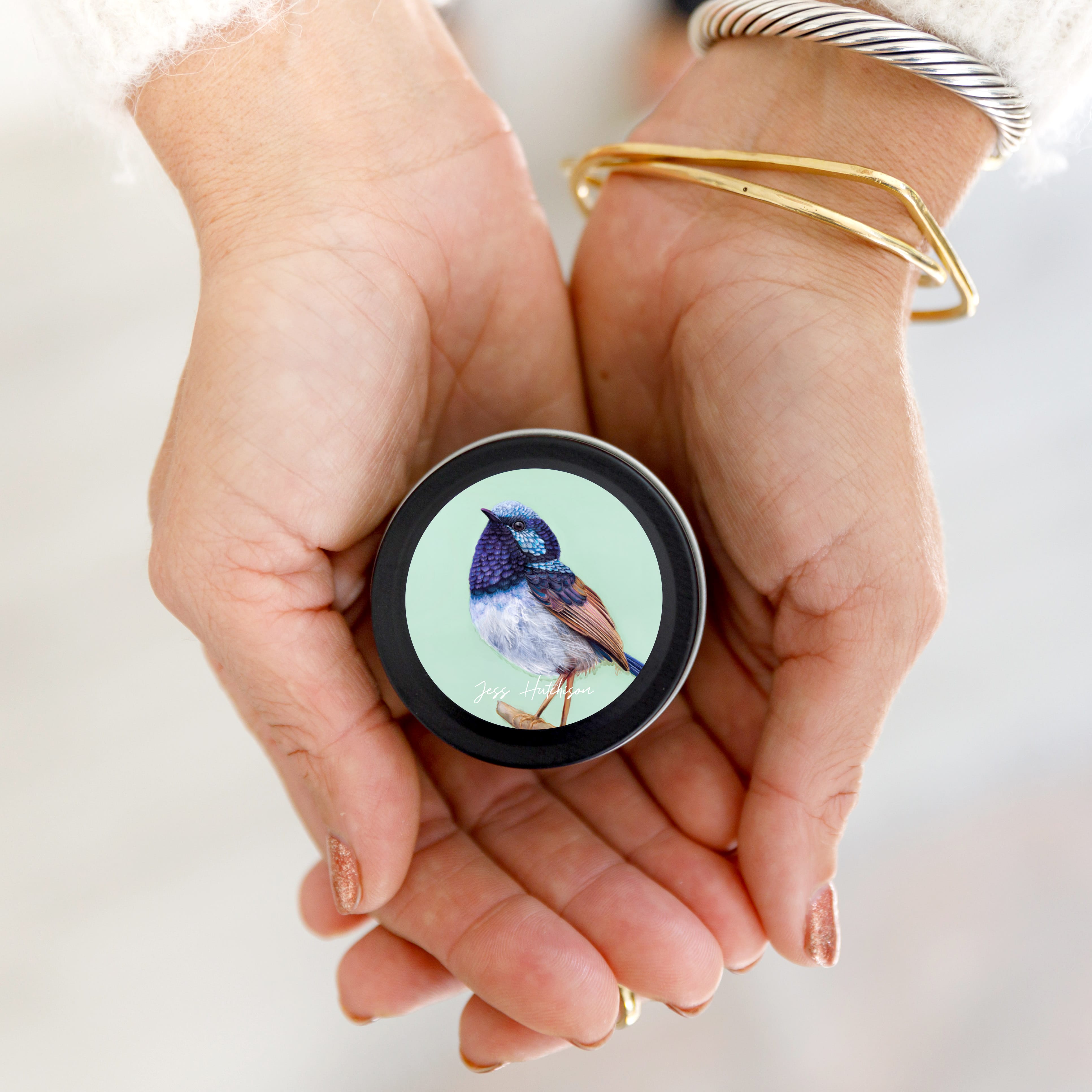 Australian artist mini soy candle tin 15+ hrs - Lemon Myrtle