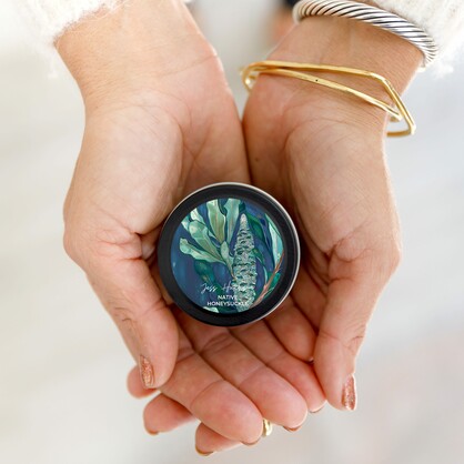 Australian artist mini soy candle tin 15+ hrs - Native Honeysuckle