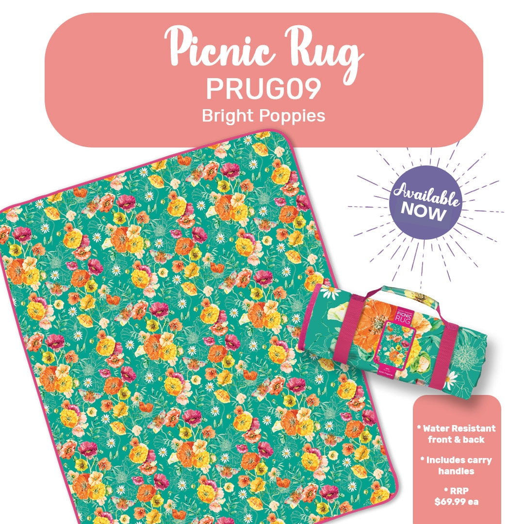 Wholesale PRUG09 Picnic Rug Bright Poppies Lisa Pollock Fieldfolio