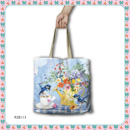 RSB113 Tea Time Wrens Shopping Bag