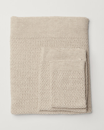 Layla Knitted Linen & Cotton Face Cloth 35cm x 35cm - Natural/Ivory