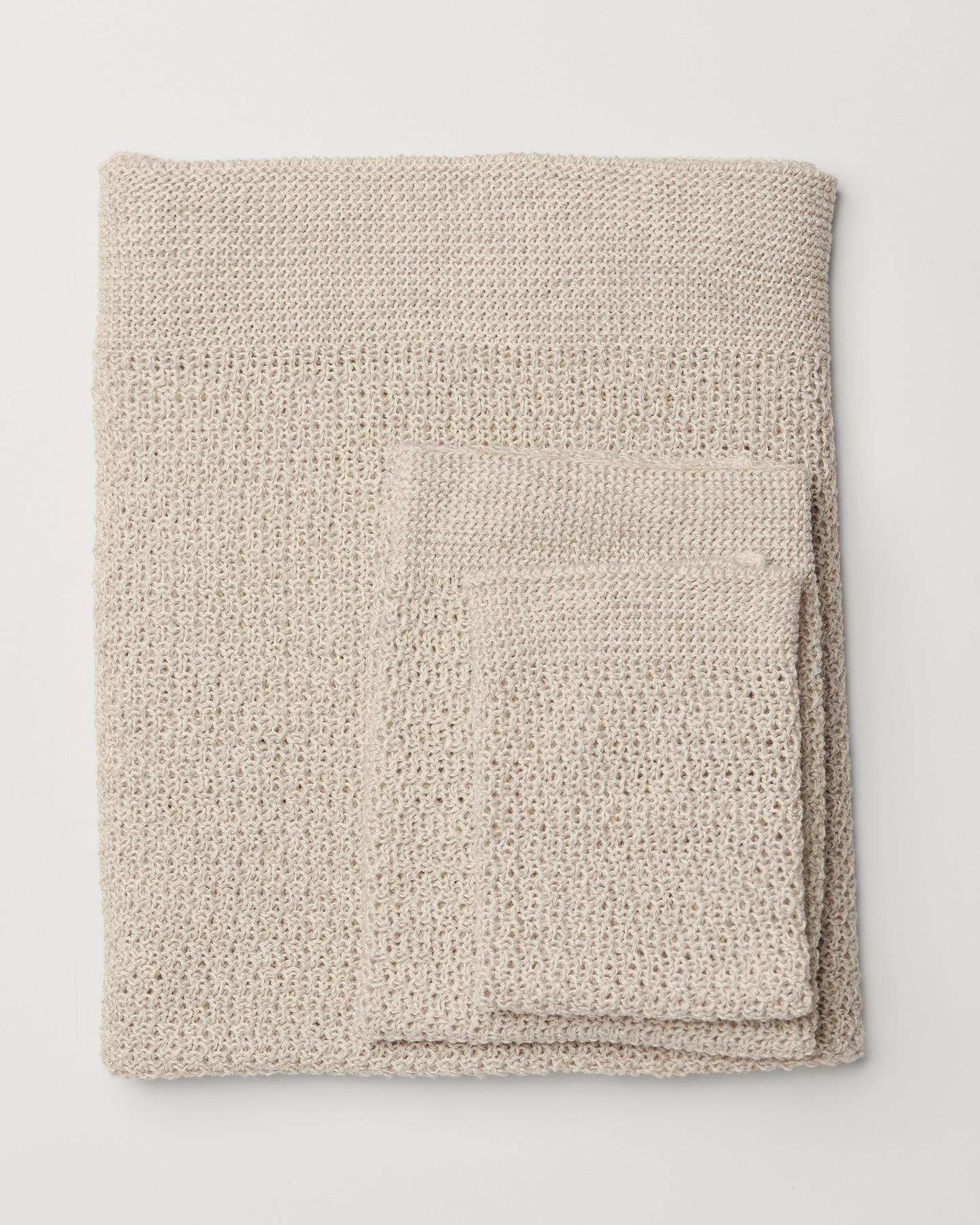 Layla Knitted Linen & Cotton Face Cloth 35cm x 35cm - Natural/Ivory