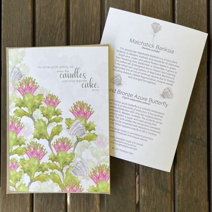 MATCHSTICK BANKSIA FLORAL GREETING CARD