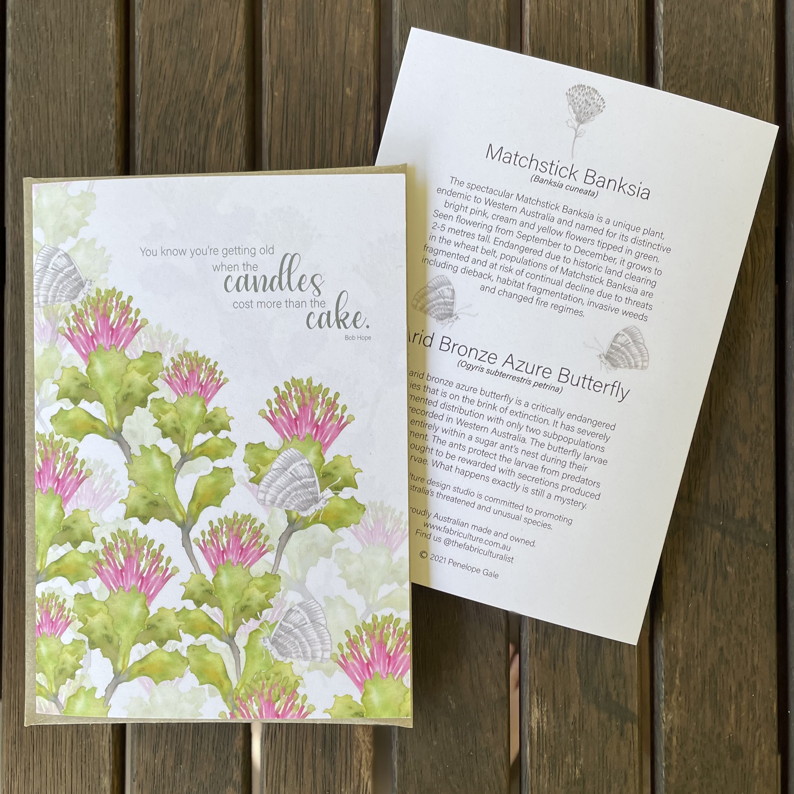 MATCHSTICK BANKSIA FLORAL GREETING CARD