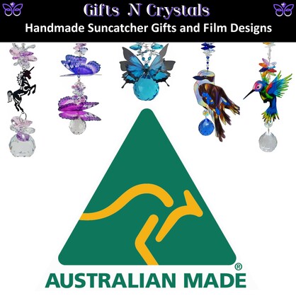 Large Double Butterfly Suncatchers- ass colours 40mm crystal ball