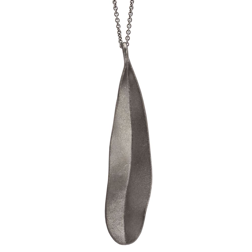 Blades of Grass Wide Pendant Large - Oxidised
