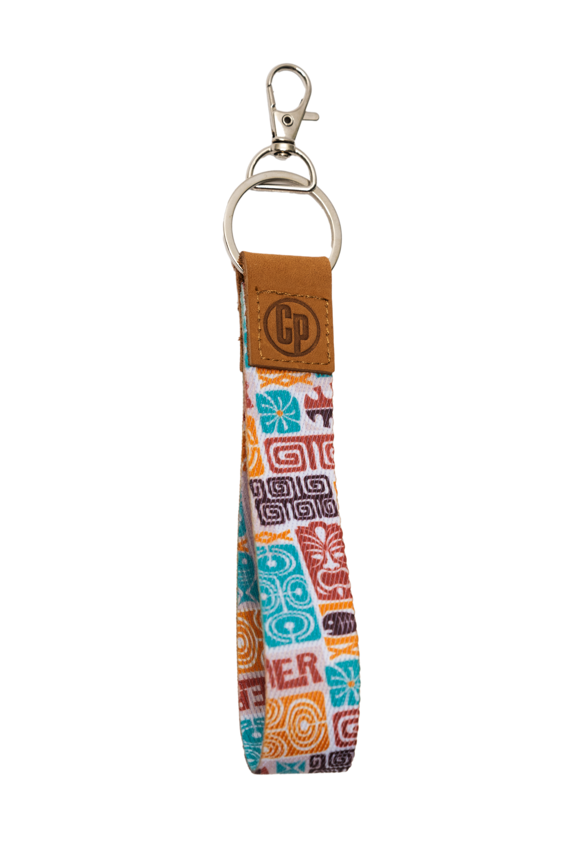 CP Nylon/Leatherette Key Tag - Retro Tiki Pattern