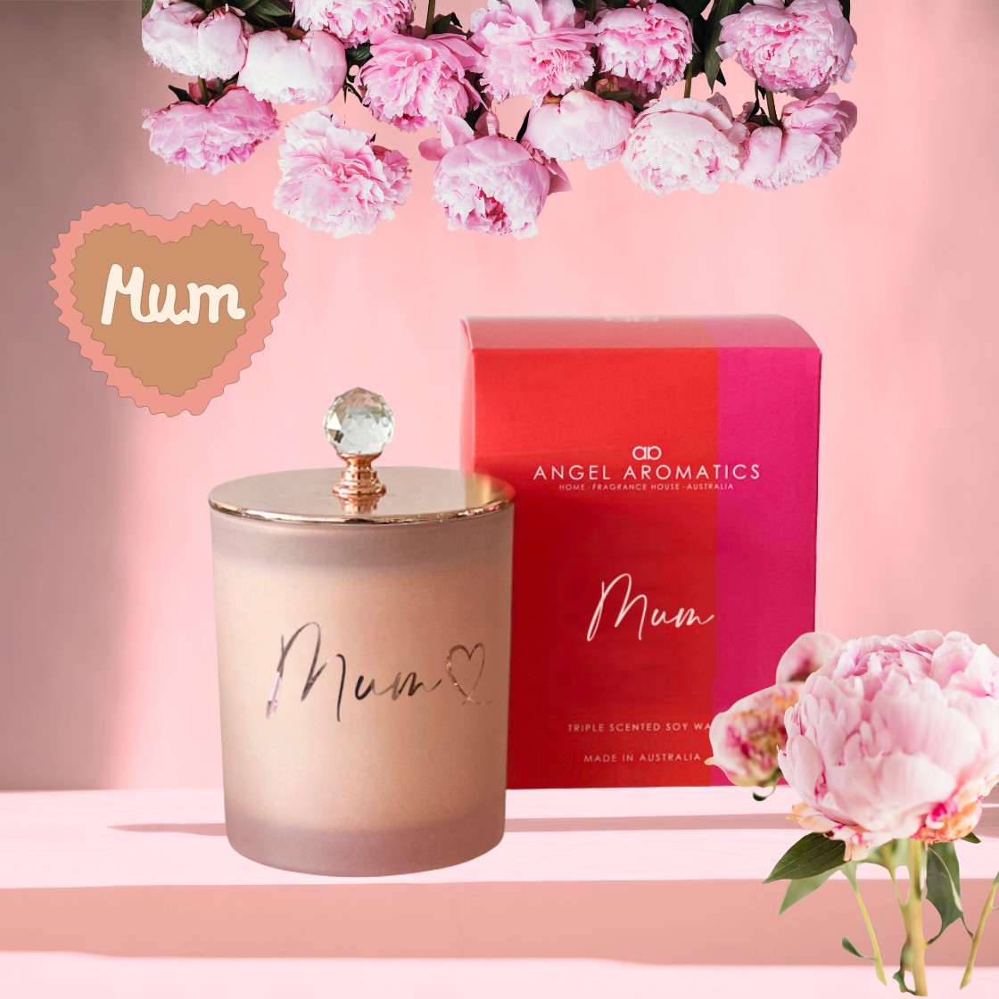 Mothers Day Pink Crystal Knob Candle 270g