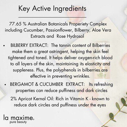 LA MAXIME Youthful Eyes Organic Anti-wrinkle Eye Cream for Puffiness, Dark Circles and fine lines 20ml