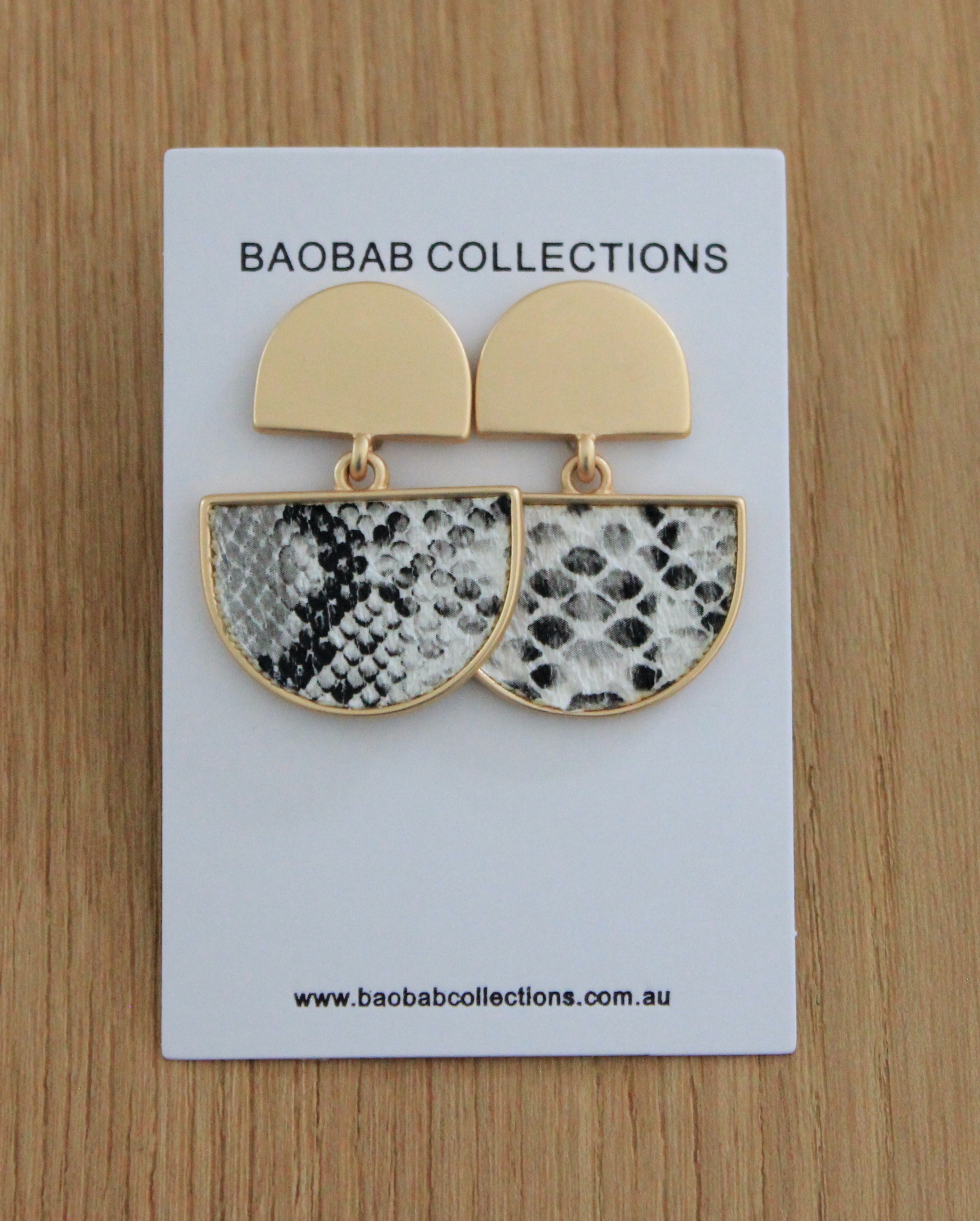 Animal Earring: Grey Snake Print