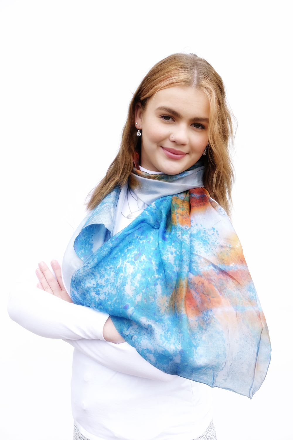 SILK TABBI SCARF: Sea Stars