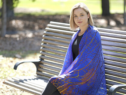 SILK CHIFFON SCARF: Leaf’s Web