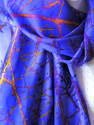 SILK CHIFFON SCARF: Leaf’s Web