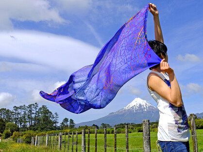 SILK CHIFFON SCARF: Leaf’s Web