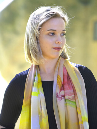 SILK CHIFFON SCARF: Flying Duck Orchid