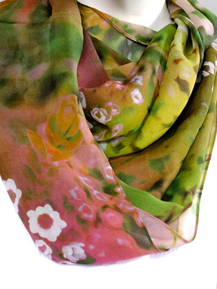 SILK CHIFFON SCARF: Grampians Thryptomene