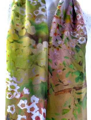 SILK CHIFFON SCARF: Grampians Thryptomene