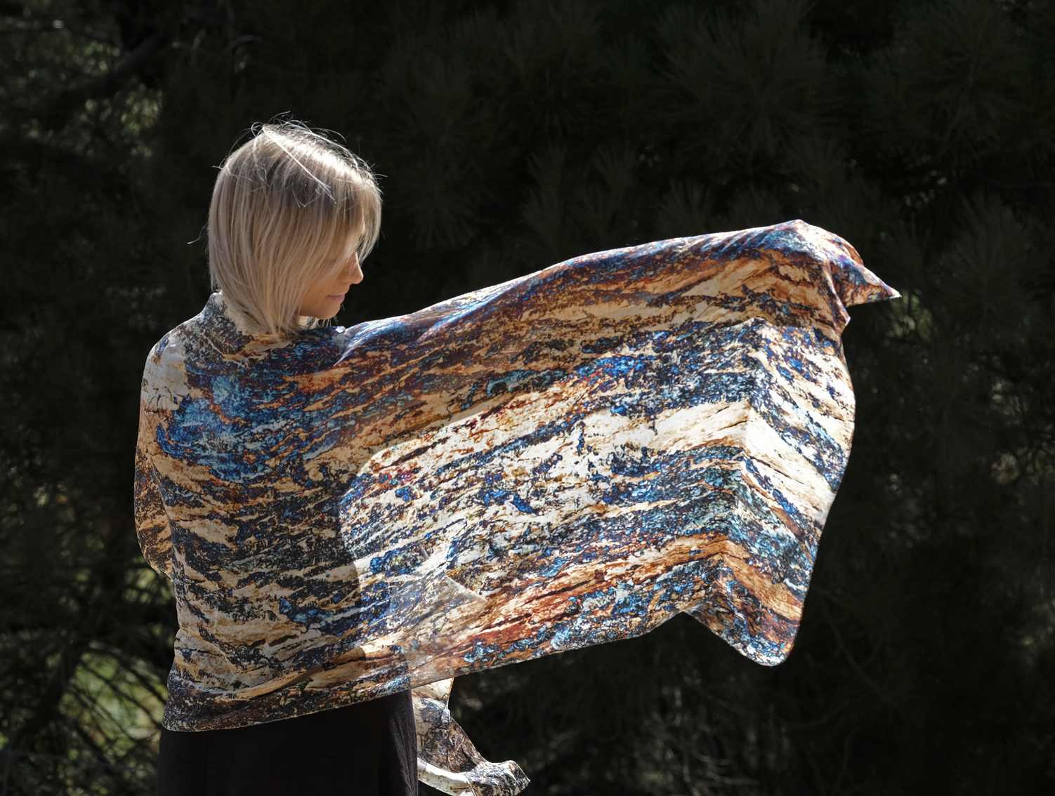 SILK CHIFFON SCARF: Eucalyptus Bark.