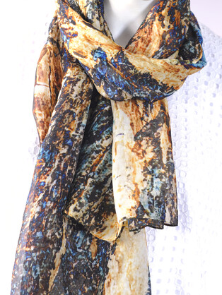 SILK CHIFFON SCARF: Eucalyptus Bark.