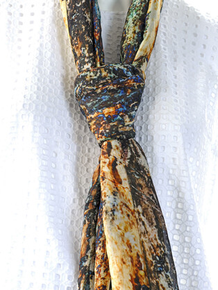 SILK CHIFFON SCARF: Eucalyptus Bark.
