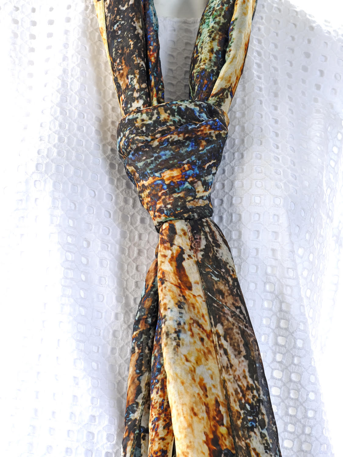 SILK CHIFFON SCARF: Eucalyptus Bark.