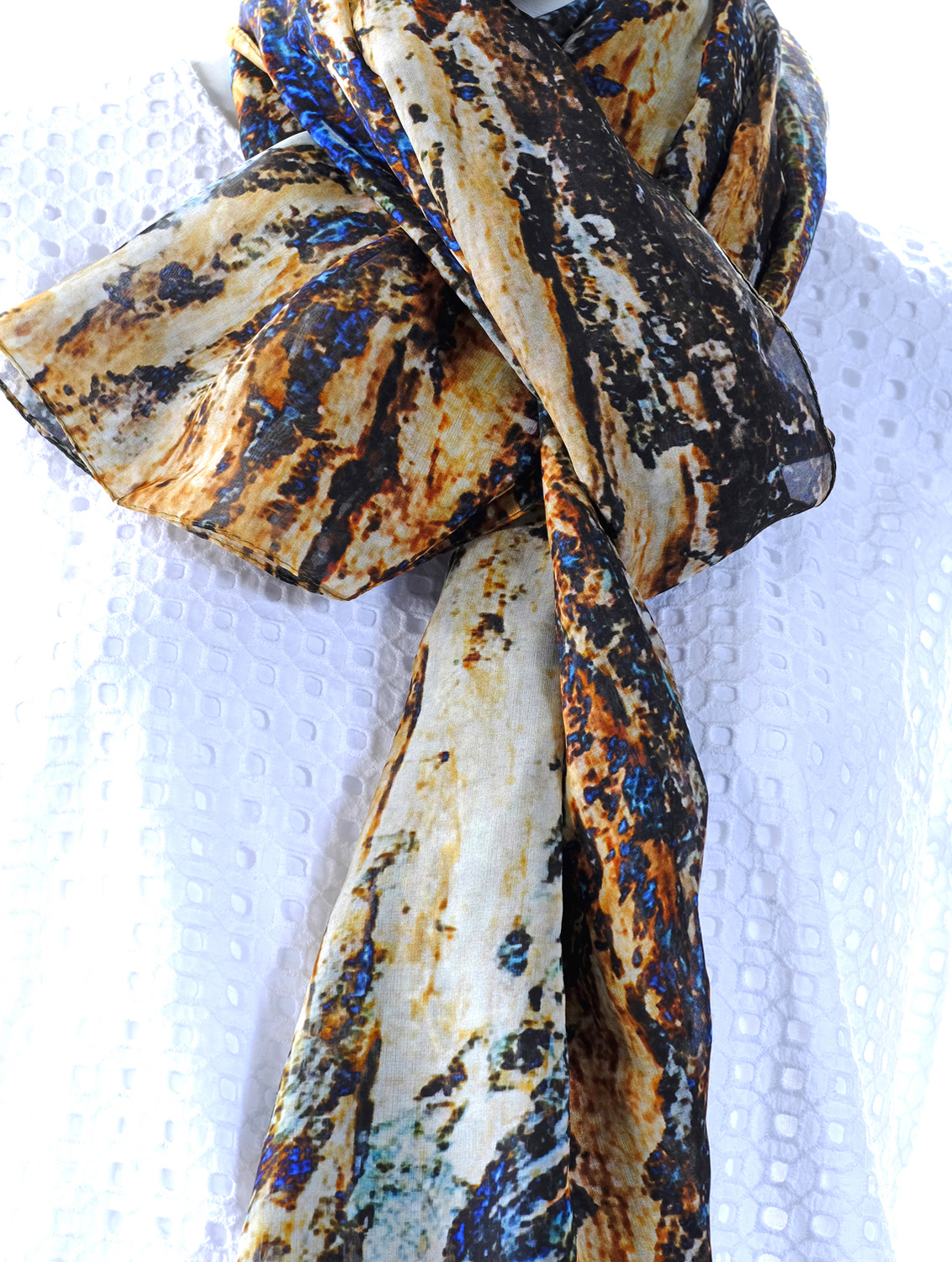 SILK CHIFFON SCARF: Eucalyptus Bark.