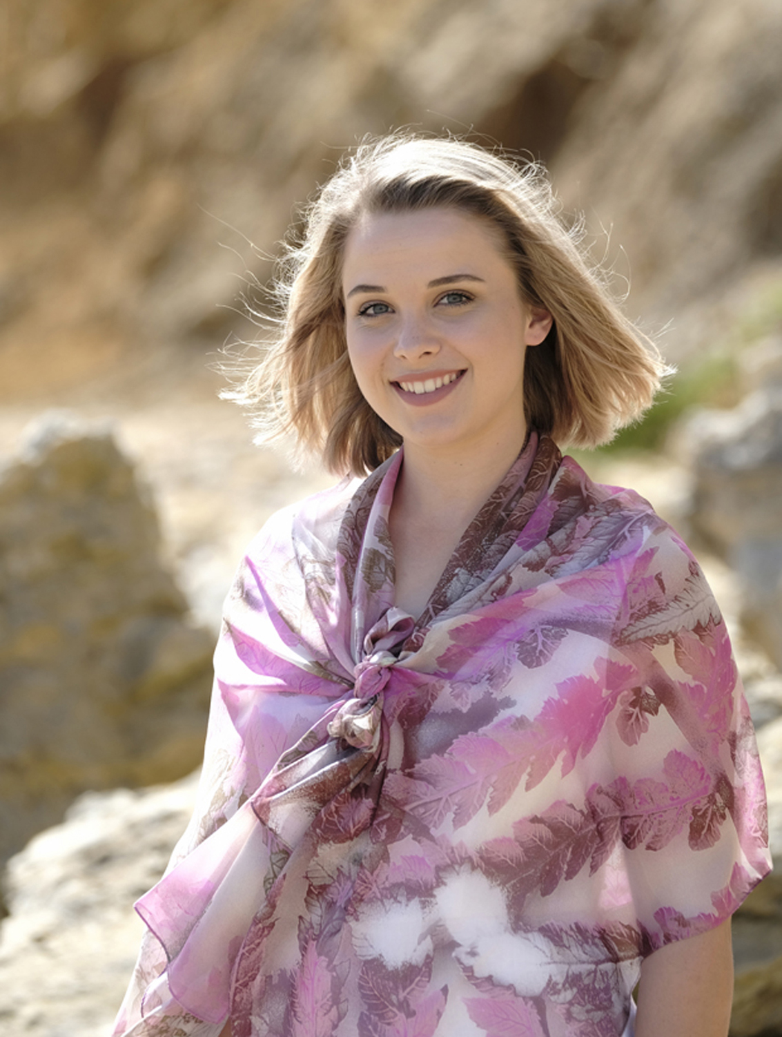 SILK CHIFFON SCARF: Pink Tree Fern
